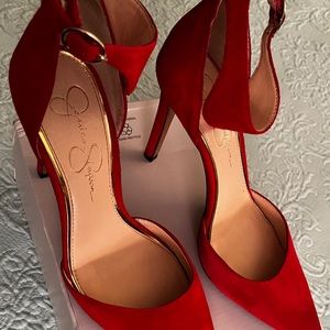 Jessica Simpson 4” Red Suede Heels